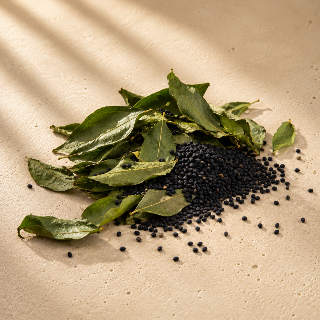 curry-leaves-kalonji-seeds